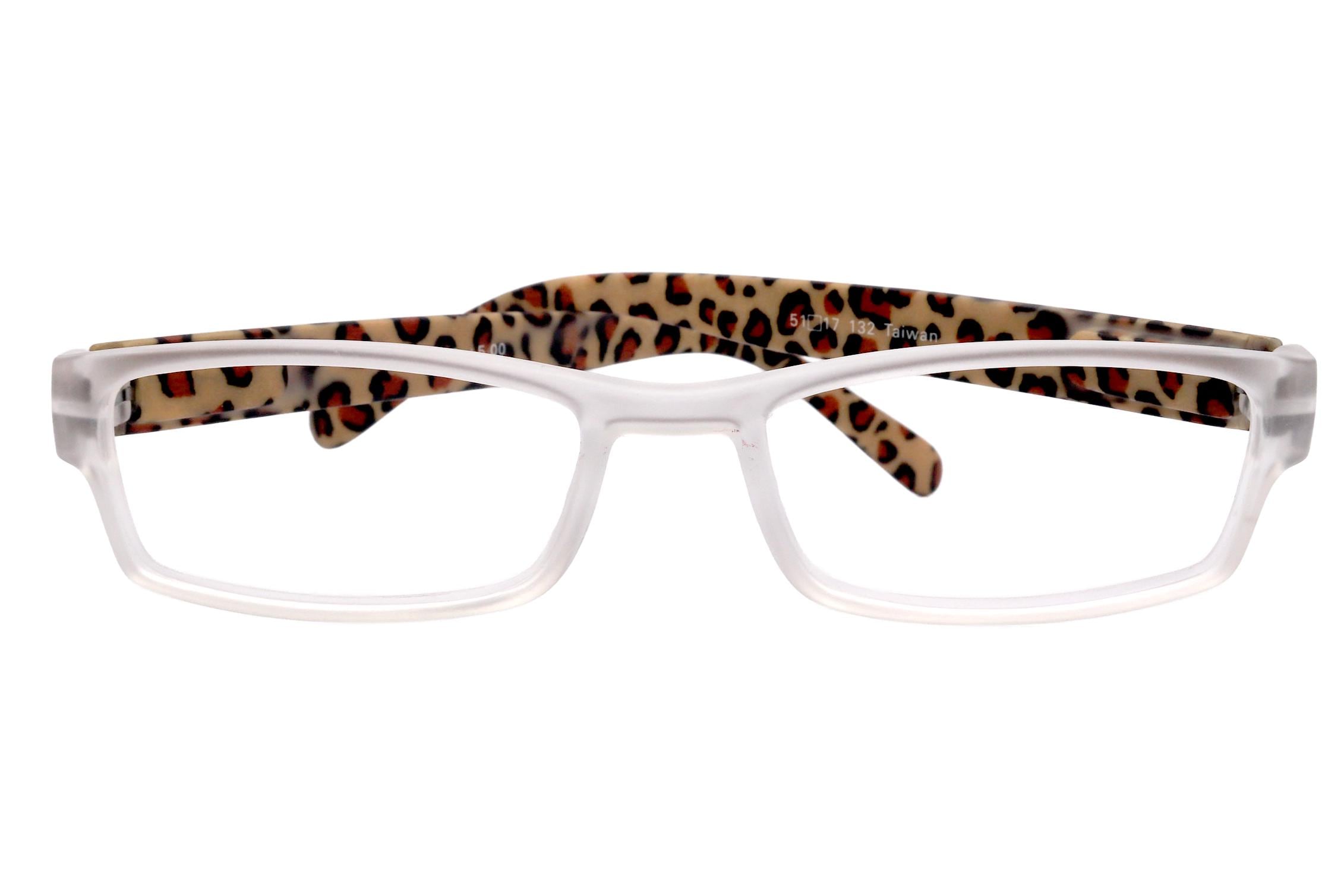 Xena Premium Square Reading Glasses – Clear Frosted Brown Leopard